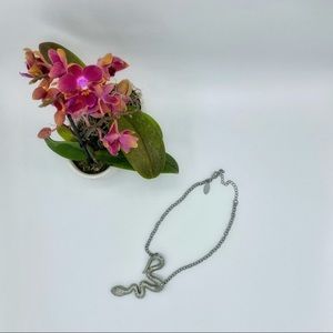 Silver snake necklace with imitation gemstones🤩🐍